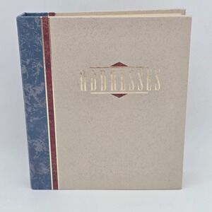 Vintage Hallmark Address Book 90s Vibe Cream Blue Marble 6-Ring Organizer Retro